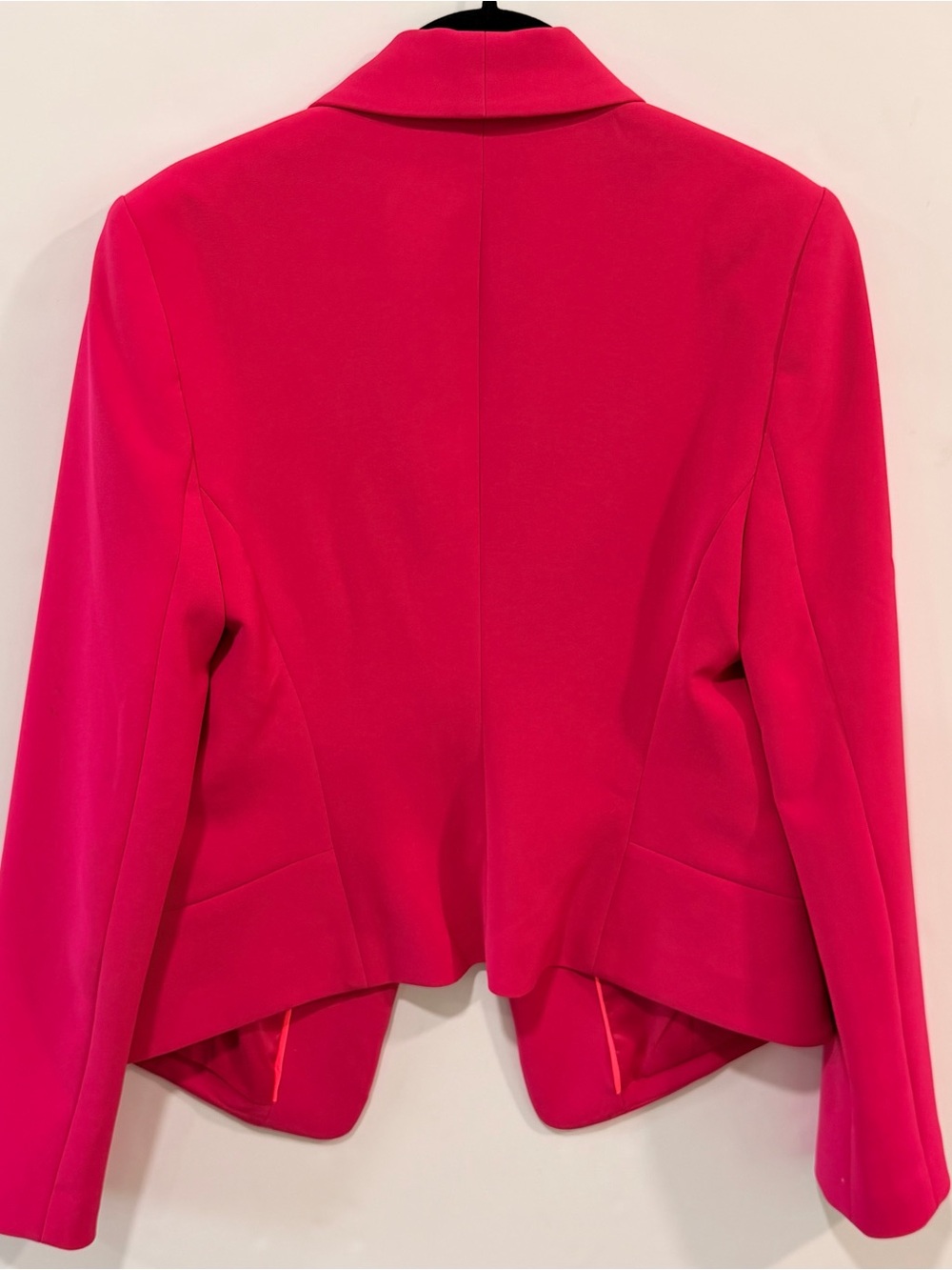 Express Hot Pink Open Front Shawl Collar Stretch Blazer Jacket Suit Womens Sz 6 - Picture 4 of 8